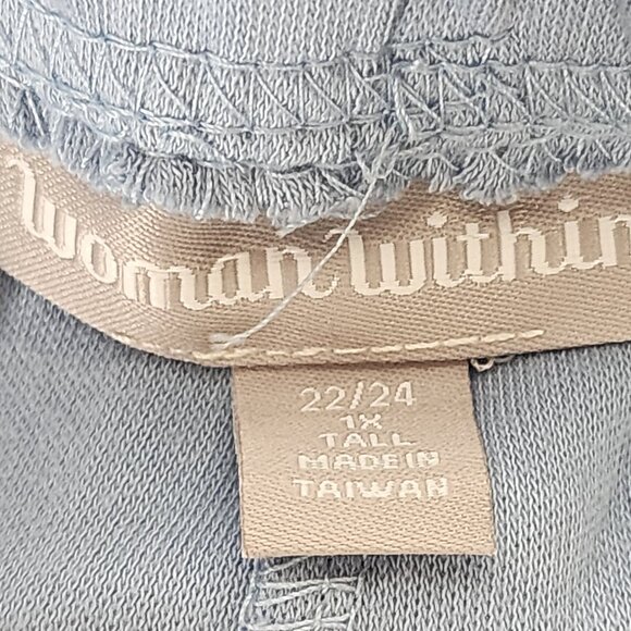 Woman Within Blue Cotton Poly Pull on Elastic Waist Pants Size 1X 22/24 Tall - Picture 9 of 16